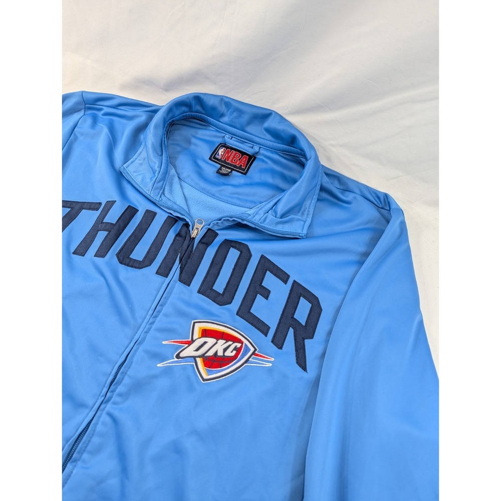 Oklahoma City Thunder Track Warm Up Jacket Mens XXL Powder Blue NBA Spellout